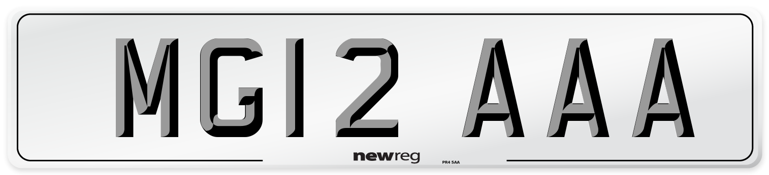 MG12 AAA Number Plate from New Reg